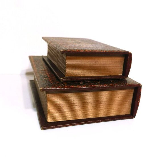 Decorative Book Box Set of 2 Storage Hideaway Trinket Classic Book Lined - Picture 4 of 7